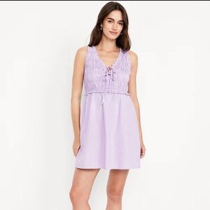 Old Navy Lavender Smocked V-Neck Mini Dress